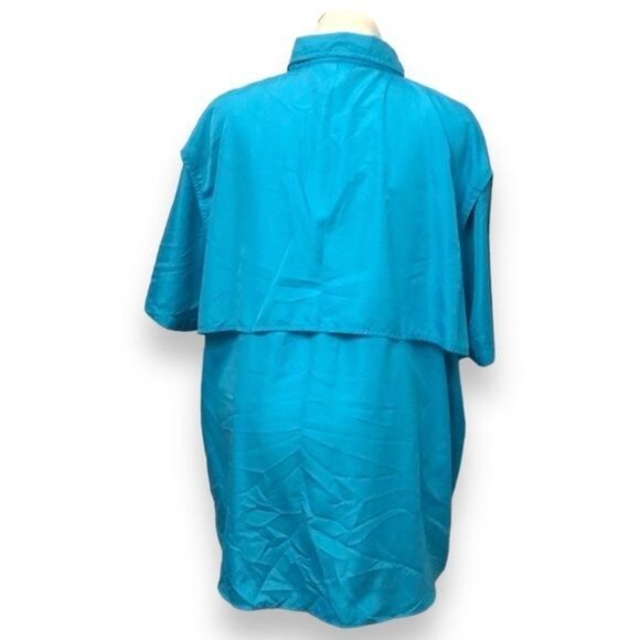 RedHead Mens 2XL Short Sleeve Shirt Turquoise Button-Up Polyester Fisherman Styl - Picture 3 of 7